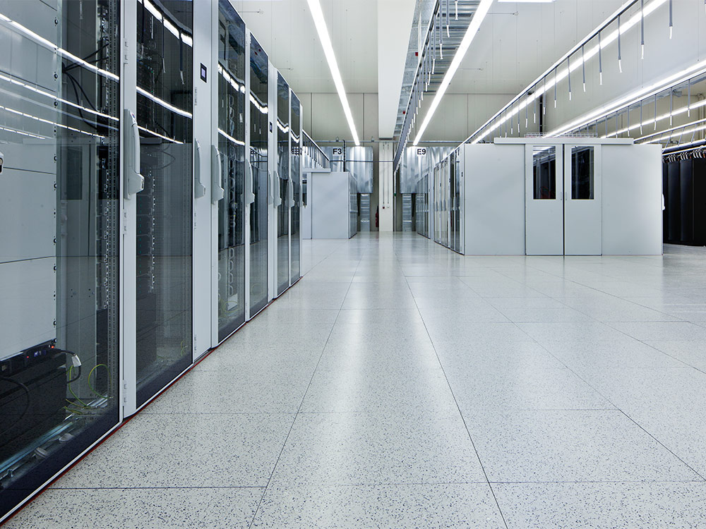 nora rubber flooring installed on raised-access floors of the server rooms
