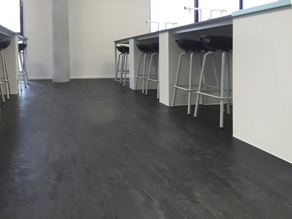 dark grey norament arago floor covering for the biology, physics, chemistry and technology classrooms