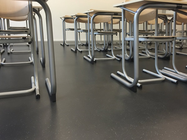 classroom flooring noraplan unita in dark grey