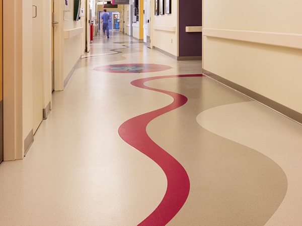 Routing through the floor design, in a hospital