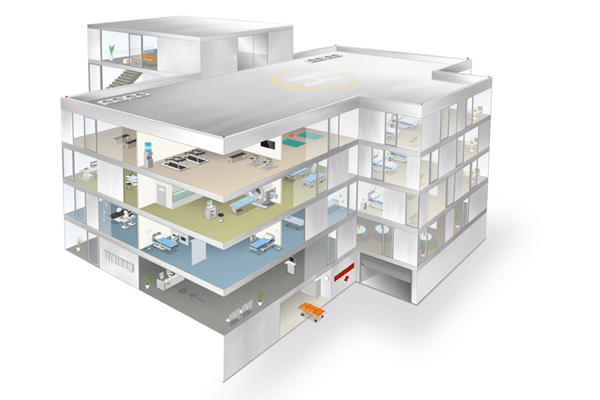 Komplettlösung für Bodenbeläge im Krankenhaus - für eine Architektur aus einem Guss